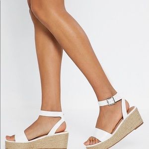 White espadrille heeled sandals size 9